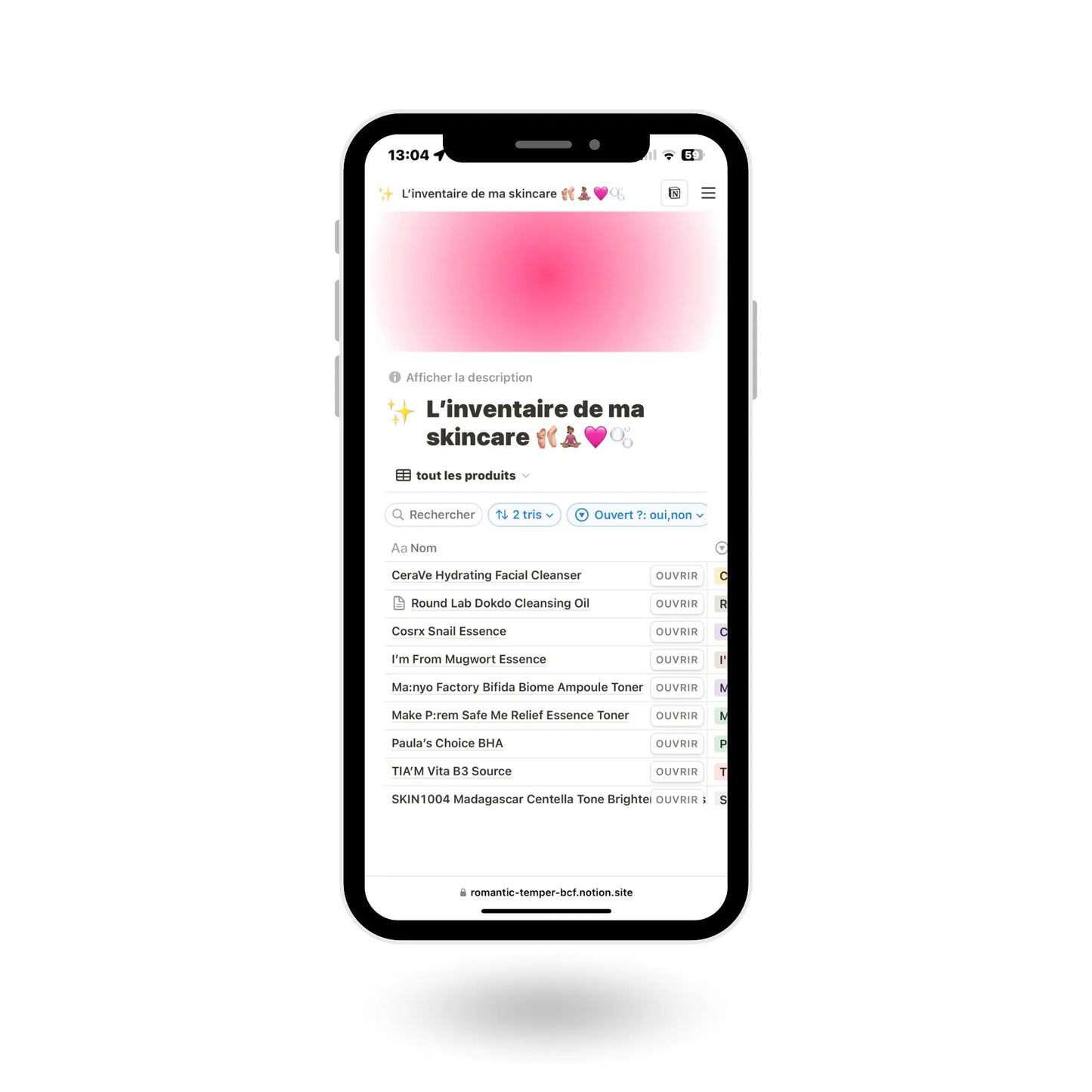L’inventaire de ta skincare 🫧 (GRATUIT) Skinlab library